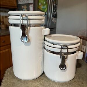 White Ceramic Kitchen Canister Set